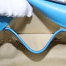 VALENTINO Studs Shoulder Bag Leather Blue Gold Auth 205104V-24