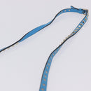 VALENTINO Studs Shoulder Bag Leather Blue Gold Auth 205104V-7