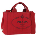 PRADA Canapa PM Hand Bag Canvas 2way Orange Gold Auth 205107-1