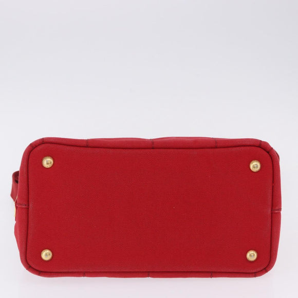 PRADA Canapa PM Hand Bag Canvas 2way Orange Gold Auth 205107