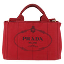 PRADA Canapa PM Hand Bag Canvas 2way Orange Gold Auth 205107-13