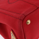 PRADA Canapa PM Hand Bag Canvas 2way Orange Gold Auth 205107-22