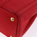 PRADA Canapa PM Hand Bag Canvas 2way Orange Gold Auth 205107-23