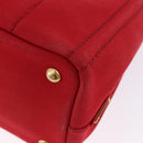 PRADA Canapa PM Hand Bag Canvas 2way Orange Gold Auth 205107-25