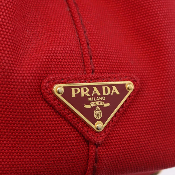 PRADA Canapa PM Hand Bag Canvas 2way Orange Gold Auth 205107