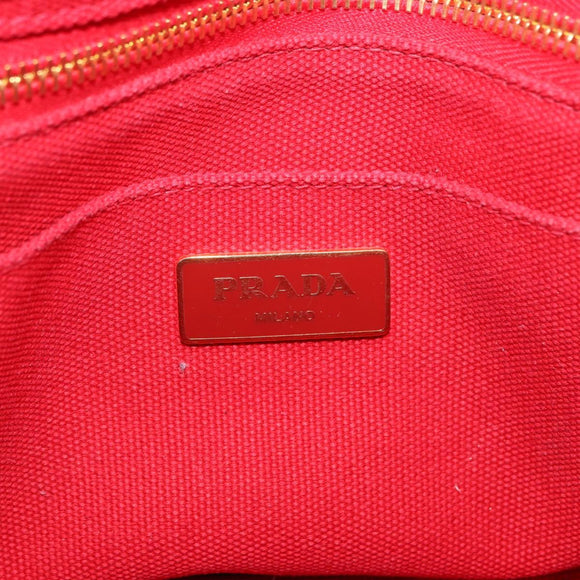 PRADA Canapa PM Hand Bag Canvas 2way Orange Gold Auth 205107