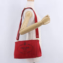 PRADA Canapa PM Hand Bag Canvas 2way Orange Gold Auth 205107-33
