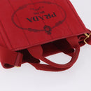 PRADA Canapa PM Hand Bag Canvas 2way Orange Gold Auth 205107-14