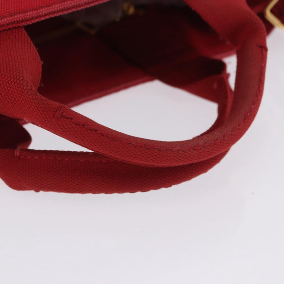 PRADA Canapa PM Hand Bag Canvas 2way Orange Gold Auth 205107