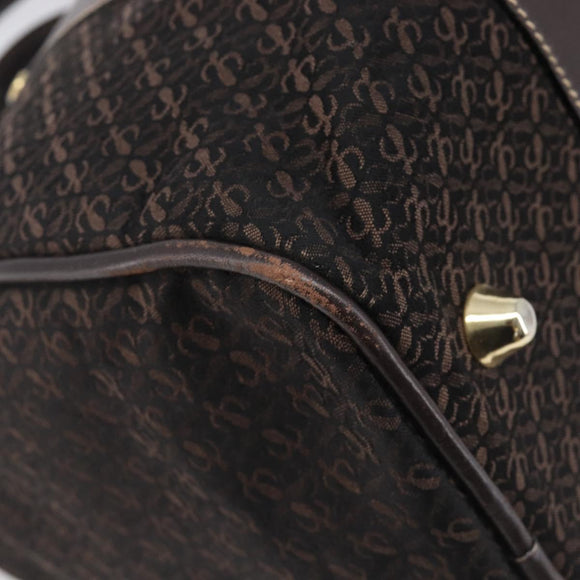 LOEWE Anagram Boston Bag Canvas 2way Black Gold Auth 205111