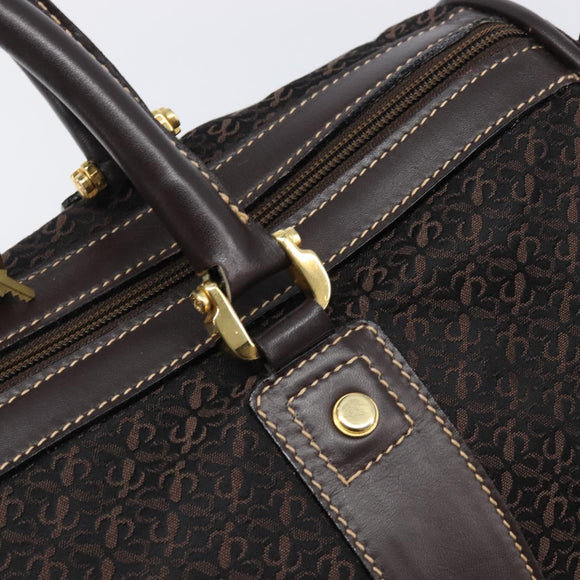 LOEWE Anagram Boston Bag Canvas 2way Black Gold Auth 205111