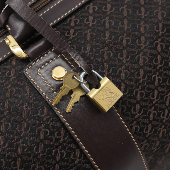 LOEWE Anagram Boston Bag Canvas 2way Black Gold Auth 205111