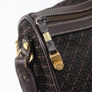 LOEWE Anagram Boston Bag Canvas 2way Black Gold Auth 205111-18