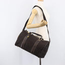 LOEWE Anagram Boston Bag Canvas 2way Black Gold Auth 205111-22