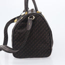 LOEWE Anagram Boston Bag Canvas 2way Black Gold Auth 205111-4