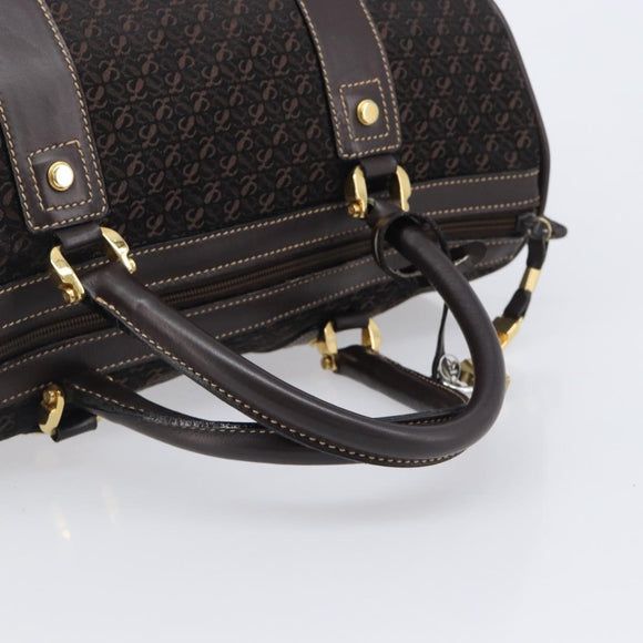 LOEWE Anagram Boston Bag Canvas 2way Black Gold Auth 205111