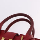 SAINT LAURENT Petit Cabas Hand Bag Leather 2way Red Gold Auth 205115A-15