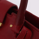 SAINT LAURENT Petit Cabas Hand Bag Leather 2way Red Gold Auth 205115A-16