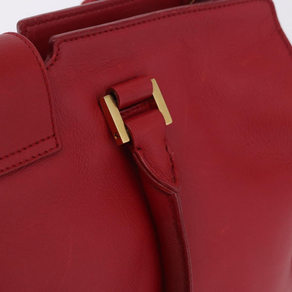 SAINT LAURENT Petit Cabas Hand Bag Leather 2way Red Gold Auth 205115A