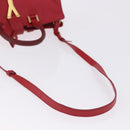 SAINT LAURENT Petit Cabas Hand Bag Leather 2way Red Gold Auth 205115A-9