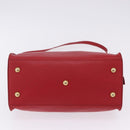 SAINT LAURENT Petit Cabas Hand Bag Leather 2way Red Gold Auth 205115A-7