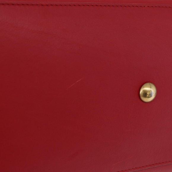 SAINT LAURENT Petit Cabas Hand Bag Leather 2way Red Gold Auth 205115A