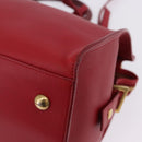 SAINT LAURENT Petit Cabas Hand Bag Leather 2way Red Gold Auth 205115A-26