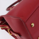 SAINT LAURENT Petit Cabas Hand Bag Leather 2way Red Gold Auth 205115A-27