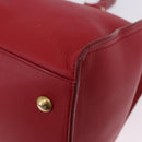 SAINT LAURENT Petit Cabas Hand Bag Leather 2way Red Gold Auth 205115A-28