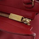SAINT LAURENT Petit Cabas Hand Bag Leather 2way Red Gold Auth 205115A-10