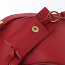 SAINT LAURENT Petit Cabas Hand Bag Leather 2way Red Gold Auth 205115A-31