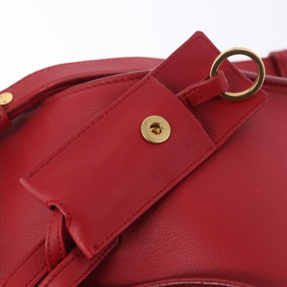 SAINT LAURENT Petit Cabas Hand Bag Leather 2way Red Gold Auth 205115A