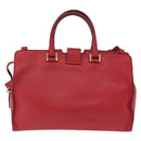 SAINT LAURENT Petit Cabas Hand Bag Leather 2way Red Gold Auth 205115A-2