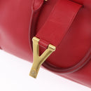 SAINT LAURENT Petit Cabas Hand Bag Leather 2way Red Gold Auth 205115A-32
