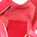 SAINT LAURENT Petit Cabas Hand Bag Leather 2way Red Gold Auth 205115A-34