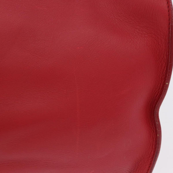 SAINT LAURENT Petit Cabas Hand Bag Leather 2way Red Gold Auth 205115A
