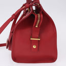 SAINT LAURENT Petit Cabas Hand Bag Leather 2way Red Gold Auth 205115A-4