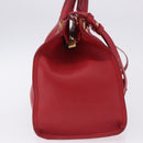 SAINT LAURENT Petit Cabas Hand Bag Leather 2way Red Gold Auth 205115A-5
