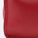 SAINT LAURENT Petit Cabas Hand Bag Leather 2way Red Gold Auth 205115A-6