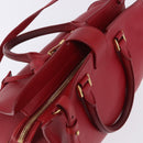 SAINT LAURENT Petit Cabas Hand Bag Leather 2way Red Gold Auth 205115A-14