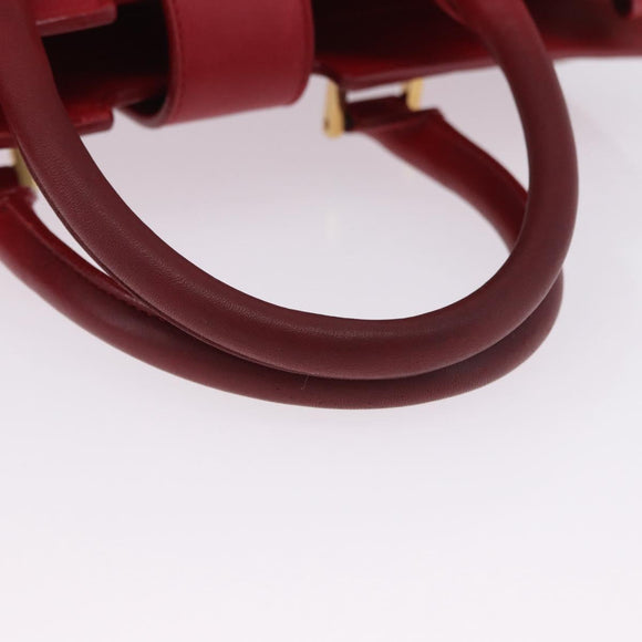 SAINT LAURENT Petit Cabas Hand Bag Leather 2way Red Gold Auth 205115A