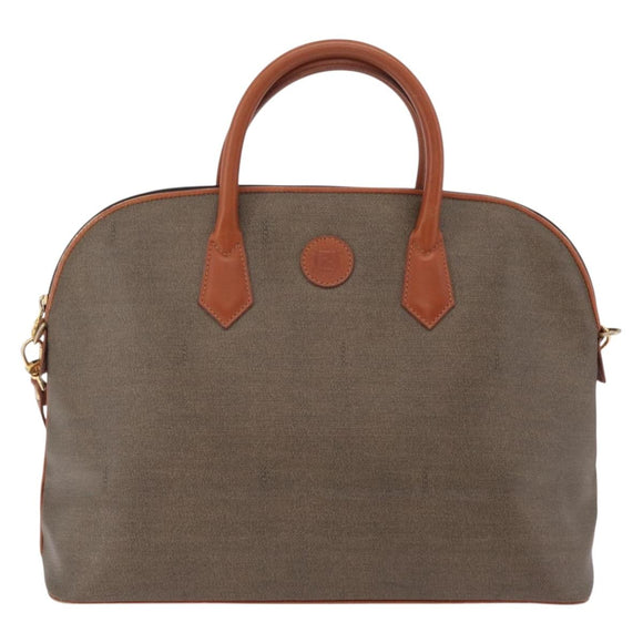FENDI Hand Bag PVC Canvas 2way Green Gold Auth 205117
