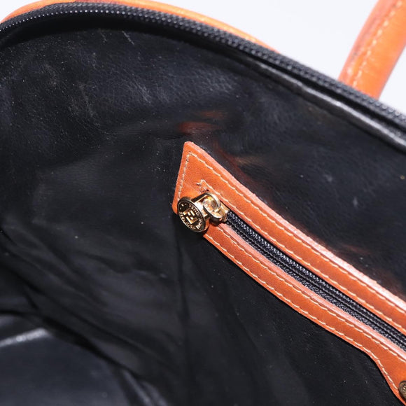 FENDI Hand Bag PVC Canvas 2way Green Gold Auth 205117