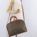 FENDI Hand Bag PVC Canvas 2way Green Gold Auth 205117-29
