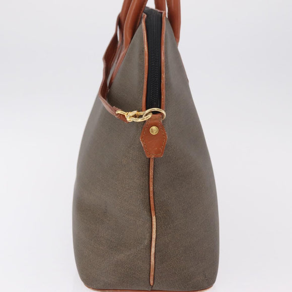 FENDI Hand Bag PVC Canvas 2way Green Gold Auth 205117