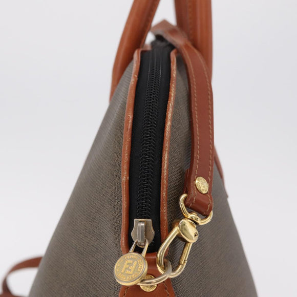 FENDI Hand Bag PVC Canvas 2way Green Gold Auth 205117