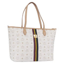 MCM Vicetos Logogram Tote Bag PVC Leather White Auth 205128-1