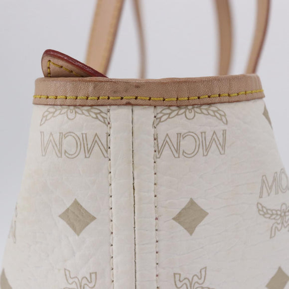 MCM Vicetos Logogram Tote Bag PVC Leather White Auth 205128