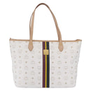 MCM Vicetos Logogram Tote Bag PVC Leather White Auth 205128-2