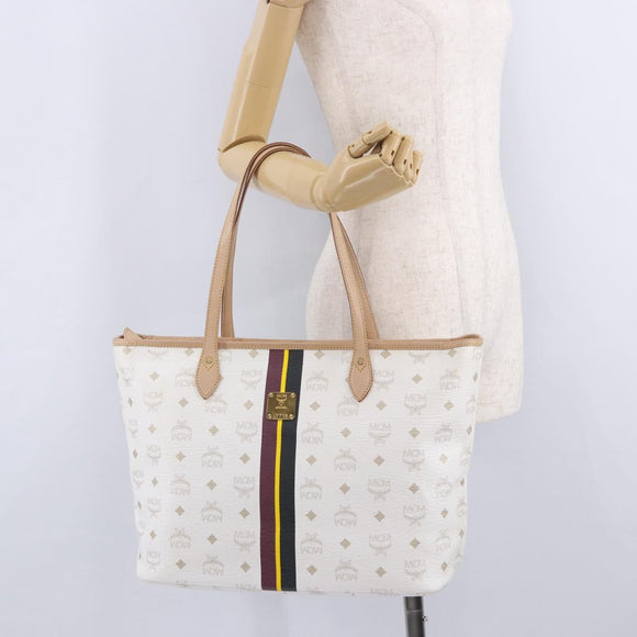 MCM Vicetos Logogram Tote Bag PVC Leather White Auth 205128